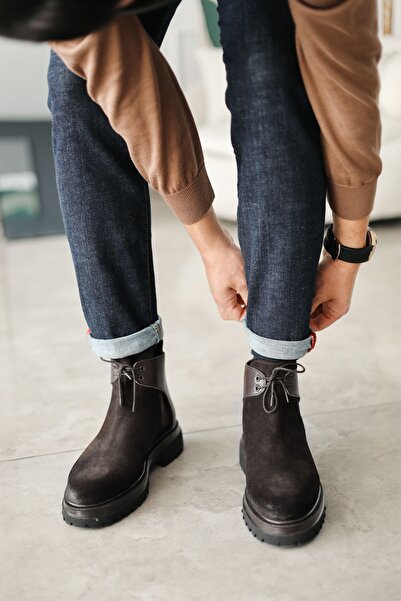 Avni Ceylan Bağcıklı Hakiki Deri Postal Bot