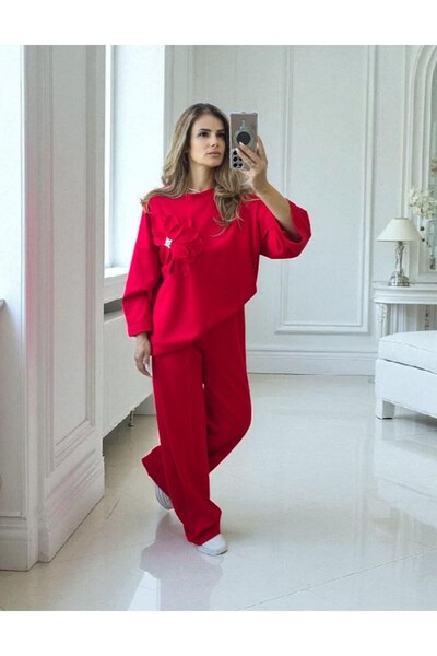 GLAMSI Viscose Set with Crystals and Appliqued Flower