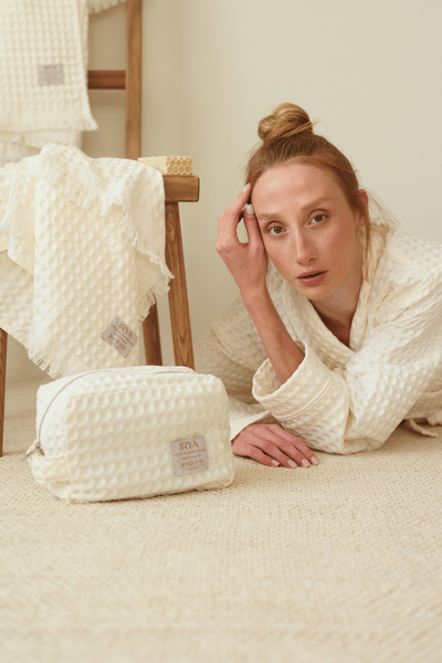İrya Aura Waffle Women's Bathrobe Ecru