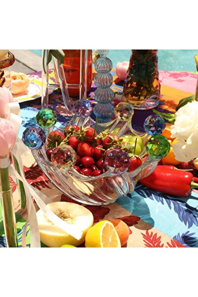 i love home glass Kristal Renkli Top Meyve Kasesi