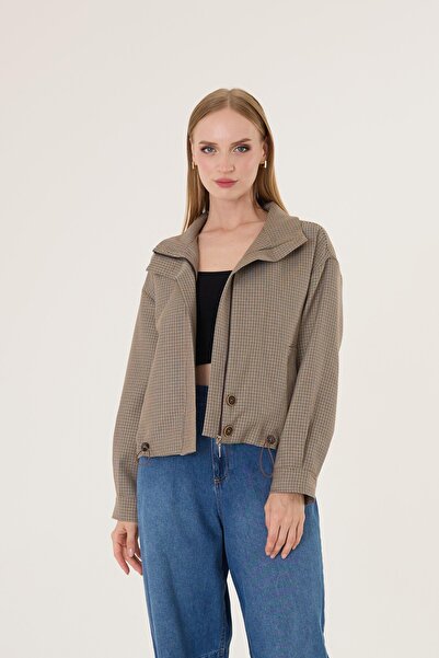 Hazel سترة نسائية من فرو المنك المربعات