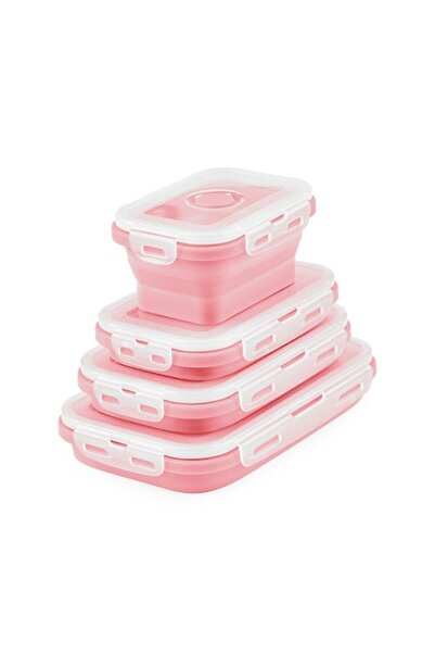Promagg Set 4 Collapsible Rectangular Silicone Food Containers with Lids