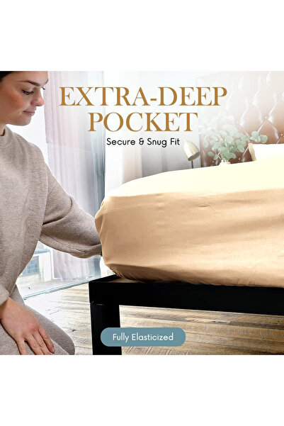 Eworld 6-Piece King Size Cream Striped Cotton Bedding Set with Fitted Sheet, Quilt Cover & Pillowcases