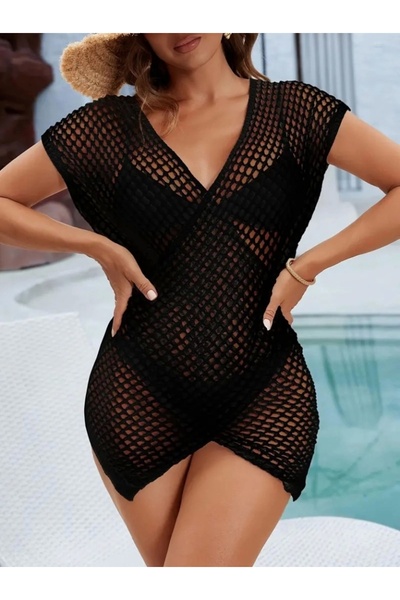 MetuCA    Women's Double Breasted Detail Openwork Knitwear Pareo