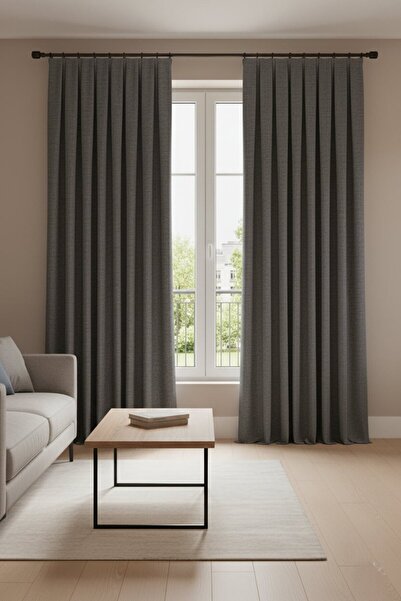 Madame Dower Narden Model Dark Gray Plain Soft Background Curtain 1X3 Frequent Pleats - Stylish and Modern Design