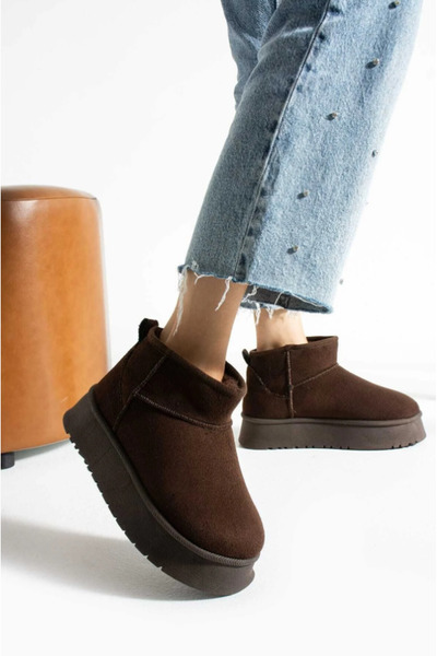 SHOUGO Дамски удобни ботуши с висок ток, подплатени с изкуствена кожа и кадифе