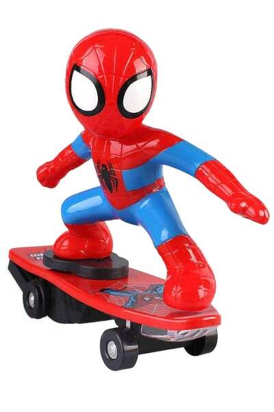 Toybox Remote Control Marvel Spiderman Stunt Scooter Auto Flip Rotating Skateboard With Music and Light For