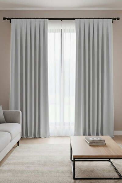 Madame Dower Narden model gray plain soft curtain 1x3 pleated - stylish and modern design