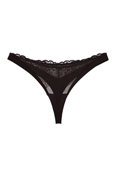 ESOTIQ Women's Classic Thong Panties with Floral Lace Front & Back Details | Korin