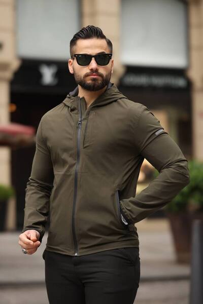 KOCCI New Season Water and Wind Resistant Flexible Premium Fabric Hooded Seasonal Men's Jacket Coat