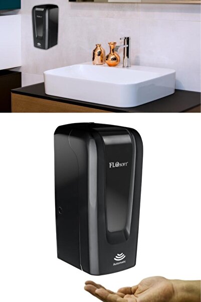 Flosoft Sensörlü Köpük Sabun Verici 1000ml, Fotoselli Otomatik Köpük Sabun Dispanseri Sabunluk F046S Siyah