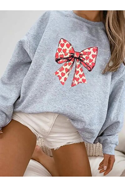 WOODROFFE Hanorac pentru femei, roz, cu panglică cu fundă, cu imprimeu, cu gâ...