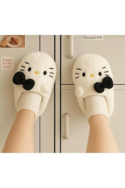Genel Markalar Hello Kitty Yumuşak Tüylü Peluş Panduf Terlik