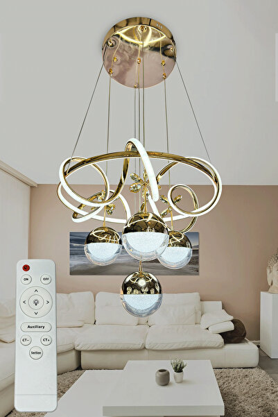 DEKORLİVE Kuzey Küre Toplu 3 Renk Kumandalı Led Avize