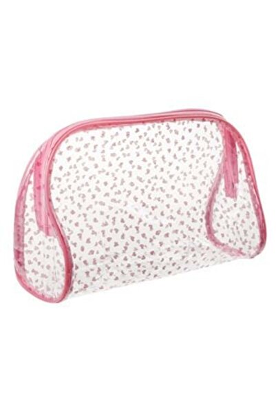 Silver Star Portfard Transparent cu Inimi Roz 28.5x11x17cm