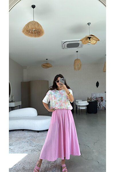 mf venessa Our Women's Elastic-Waisted, Soft Fabric Skirt with Pockets.