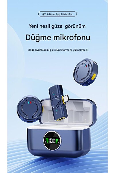 MATECHNO Kablosuz Profesyonel İkili Yayın Yaka Mikrofonu Şarj Kutulu | Mini Mıknatıs Tasarım | Uzun Pil Ömrü