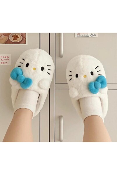 Genel Markalar Hello Kitty Yumuşak Tüylü Peluş Panduf Terlik