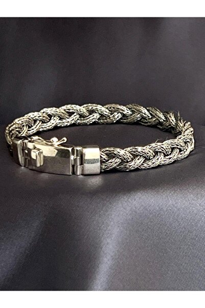 ASİL SİLVER ONLİNE 925 Ayar El Örmesi Otantik Oksitli Halat Erkek Bilekliği
