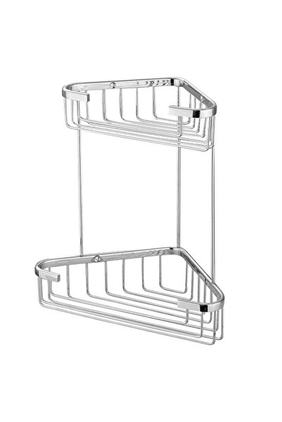 DacEnergy Etajera pentru baie , montaj pe colt, material alama, cu doua raftu...