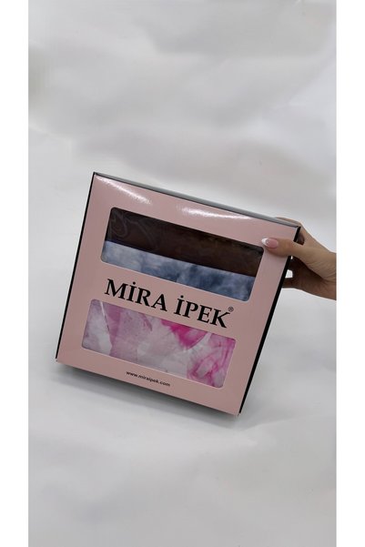 Mira İpek طقم شال قطني ناعم مكون من 3 قطع في علبة هدايا