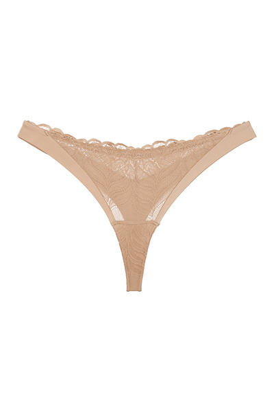 ESOTIQ Women's Classic Thong Panties with Floral Lace Front & Back Details | Korin