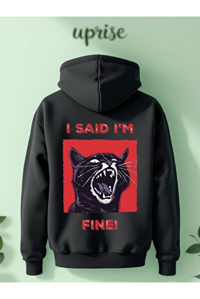 Vordevia قميص رياضي فضفاض مطبوع عليه 'قلت أنني بخير' مصنوع من القطن بثلاثة خيوط