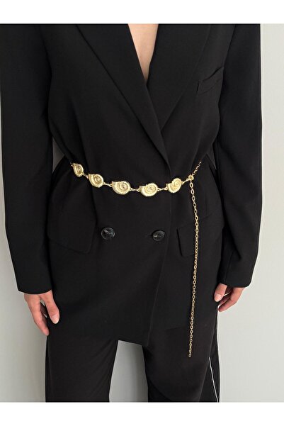 LİA KEMER Sea Shell Gold Chain Accessory for Jacket, Dress, Pants, Evening Dress, Body Chain, Beach Belt