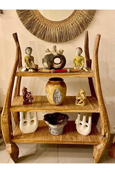 Lorena Home Decor Masif Ahşap 3 Katlı Rustik Kitaplık – El İşçiliği