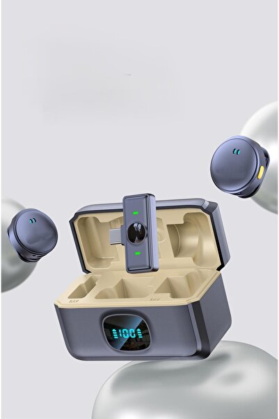 MATECHNO Kablosuz Profesyonel İkili Yayın Yaka Mikrofonu Şarj Kutulu Kıskaçlı Mıknatıs Tasarım Uzun Pil Ömrü