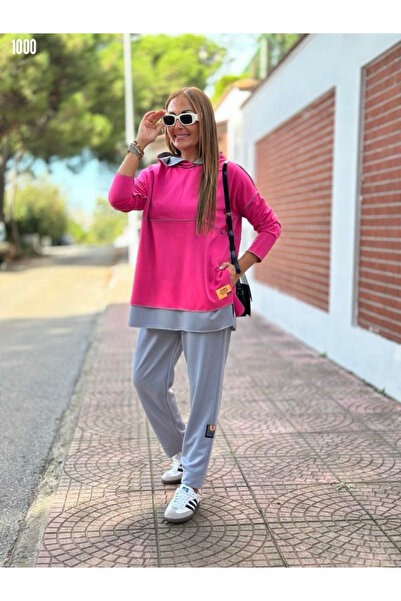 Valeria Butik Double Set with Reverse Stitch Detail