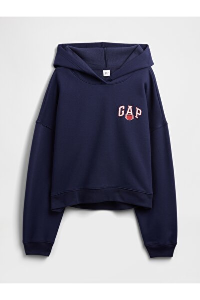 GAP Kadın Lacivert Oversized Grafik Sweatshirt