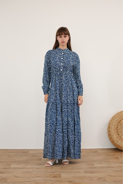 Molly Nelly Дамска дълга рокля от вискоза с флорален принт