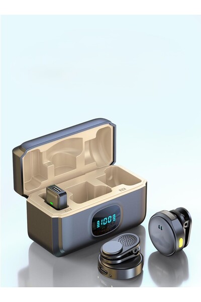 MATECHNO Kablosuz Profesyonel İkili Yayın Yaka Mikrofonu Şarj Kutulu Kıskaçlı Mıknatıs Tasarım Uzun Pil Ömrü