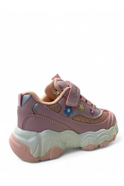 Cool Bella Ortopedik Kız Çocuk Okul Öncesi Pudra Çiçekli Rahat Sneaker