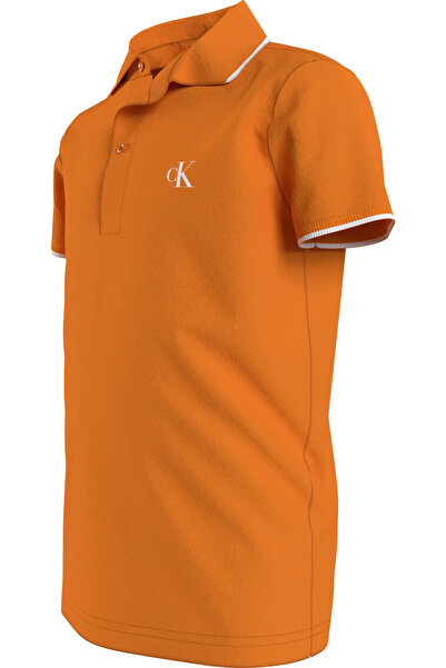 Calvin Klein MONOGRAM TIPPING FIT Erkek Turuncu Polo T-Shirt