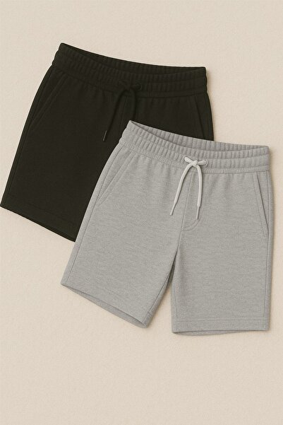 TREND ALİSSE 2 adet Erkek Spor Şort -cepli Black Baskılı Sporcu Fitness Gym Şortu