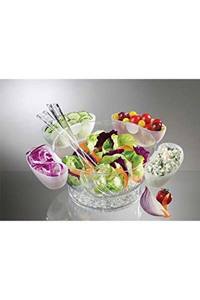 GTC مجموعة تقديم السلطة مع وعاء وملعقة وصينية مثالية لبار السلطة والتقديم الم...