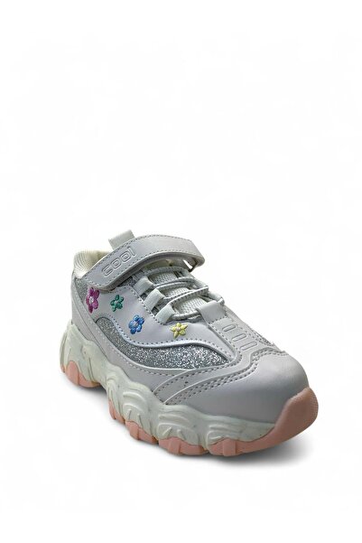 Cool Bella Ortopedik Kız Çocuk Okul Öncesi Beyaz Çiçekli Rahat Sneaker