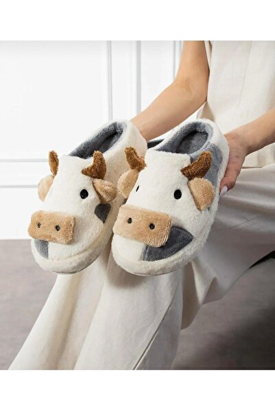 SAMURSPOR Παντόφλες Sweet Cow Μαύρες μαλακές βελούδινες παντόφλες