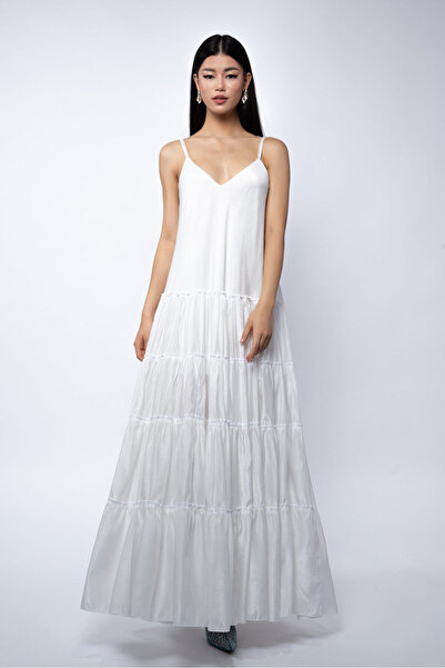 Monarh Design Rochie maxi din matase cu bretele subtiri