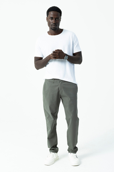 JB John Borners Men's 100% Cotton Regular Fit Chino Trousers Dark Green - 4200