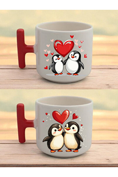 lili hediyelik كوب لاتيه مطبوع عليه قلب البطريق - هدية للمرأة، هدية للصبي