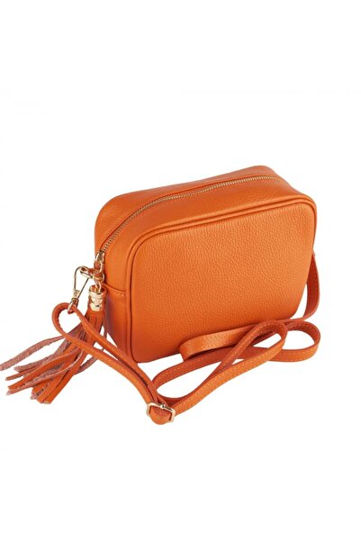 AZZURA Gilda bag, orange genuine leather crossbody 8210