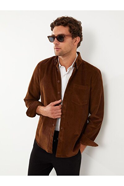 LC Waikiki Basic Regular Fit Uzun Kollu Kadife Erkek Gömlek