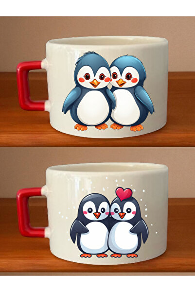 lili hediyelik كوب قهوة مطبوع عليه موضوع البطريق - هدية عيد الحب للنساء، هدية...