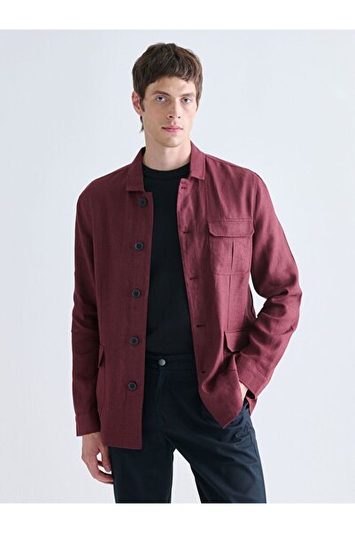 LC Waikiki معطف رجالي قياسي بياقة قميص مصنوع من الكتان بنسبة 100%