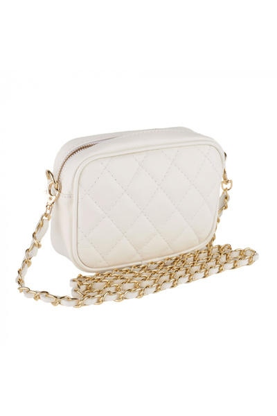 AZZURA Geantă Cassia, crossbody piele 100% naturala alba cu aspect matlasat
