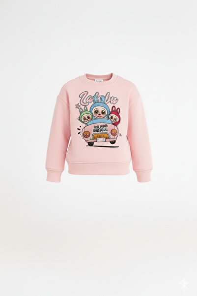LİTTLE TORTOİSE Kız Çocuk Labubu Baskılı Sweatshirt Eşofman Takımı