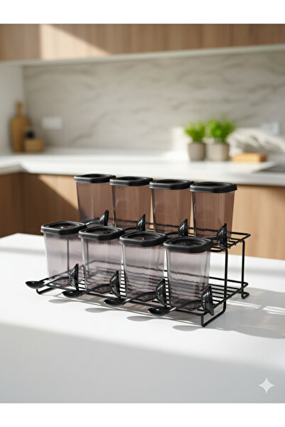 Tasarım Evi 6 Food Storage Containers with Self-Standing Spoon - Smoked